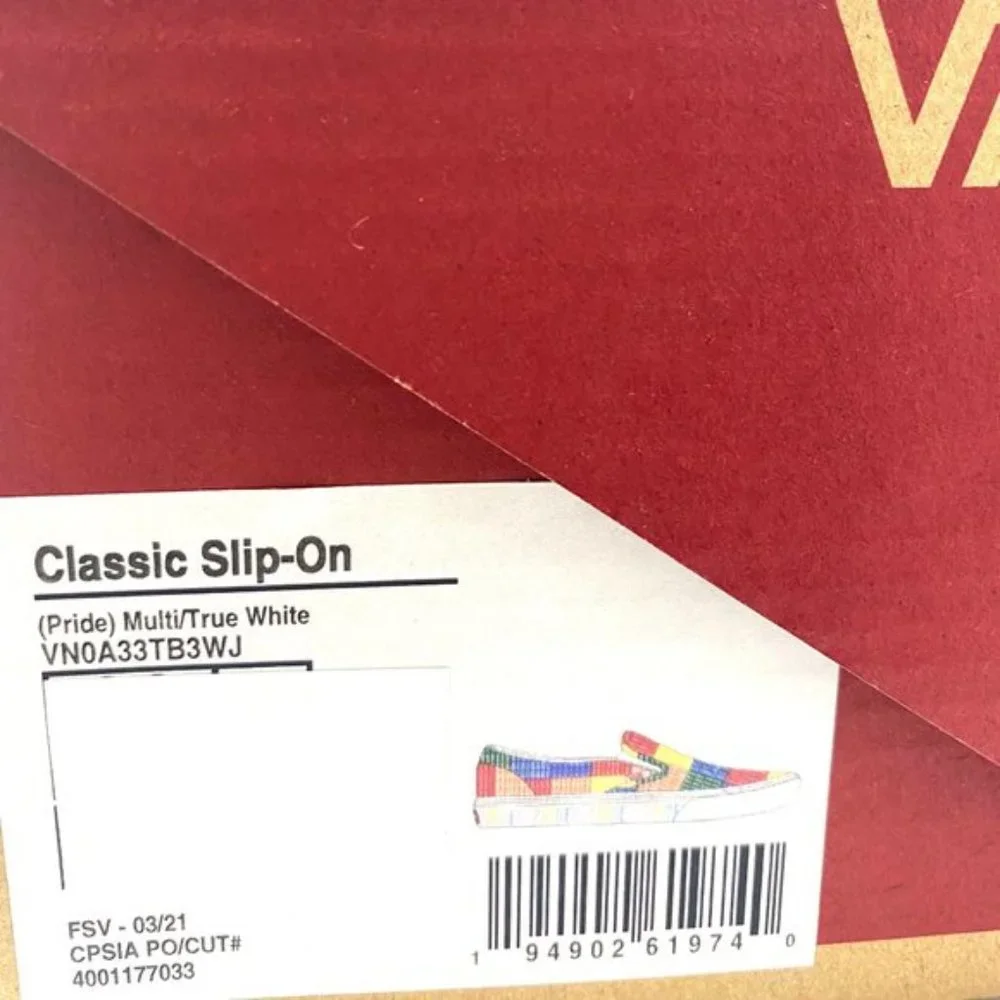 VANS Classic Slip On Men's PRIDE LGBTQ+ Multicolor Rainbow Low Top VN0A33TB3WJ - Picture 10 of 10